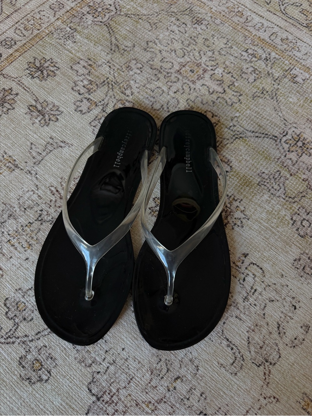 Jeffrey Campbell Clear Strap Black Jelly Flip-Flop Sandals